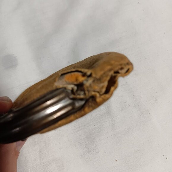 Antique 1900s Genuine Leather TINY 4" SNAP Coin RELIC STEAMPUNK WALLET - Picture 4 of 9